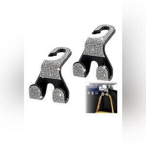Bling Car Purse Hooks 2Pcs, Durable Car Headrest Hook, Holds 44Lbs, Double-Hooks
